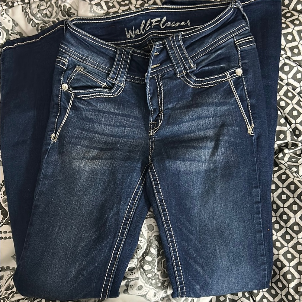 Wallflower Blue Boot Cut Jeans with Classic Distressed Look